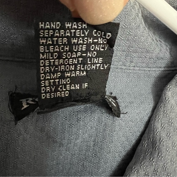 Roevelle Silk Shirt‎ Men's Short Sleeve Button Up Collared Pockets Gray Blue XXL - Picture 5 of 5